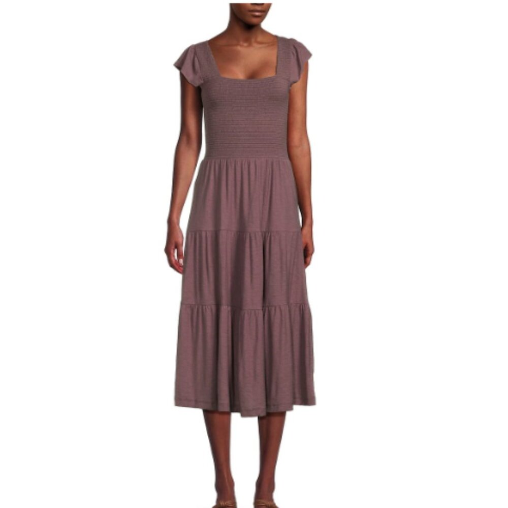 BLACK Nation LTD Josie Smocked Pima Cotton Midi Dress XS